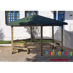 Εξάγωνο ξύλινο κιόσκι με καθίσματα (εμποτισμένη τρικολλητή ξυλεία)